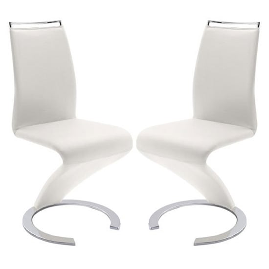 Summer Z White Faux Leather Dining Chairs In Pair