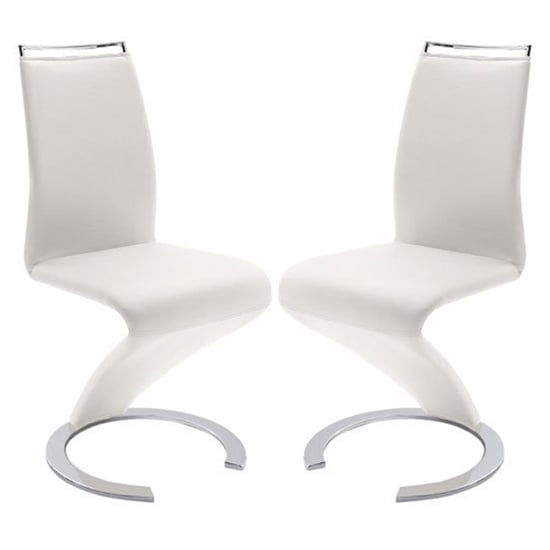 Read more about Summer z white faux leather dining chairs in pair