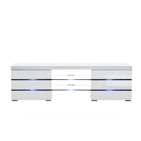 Svenja High Gloss TV Stand In White With Blue LED Lighting Furniture