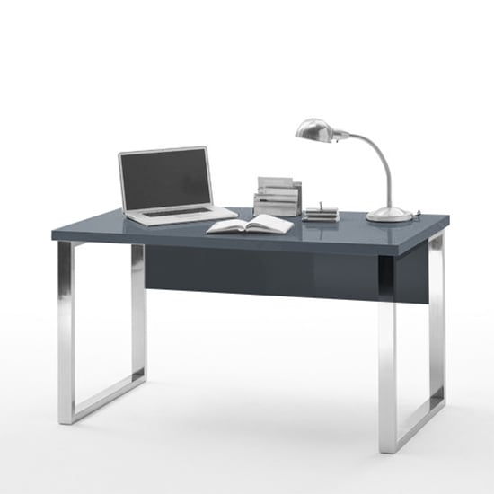 Photo of Sydney high gloss laptop desk in grey and chrome frame