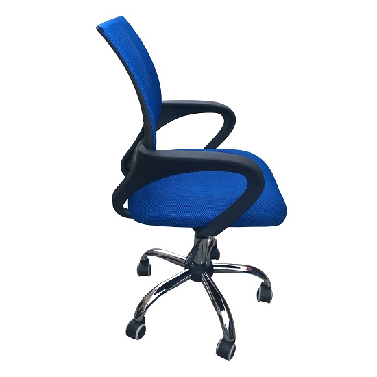 Tenby Home Office Chair In Blue With Mesh Back And Chrome Base FiF