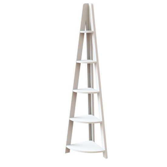 Paltrow Corner Shelving Unit In White With Ladder Style