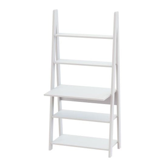 Tarvie Computer Desk In White With Ladder Style