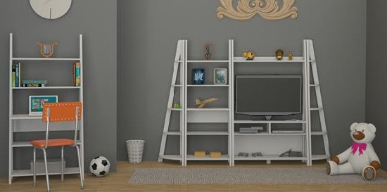 Tarvie Entertainment Unit In White With Ladder Style