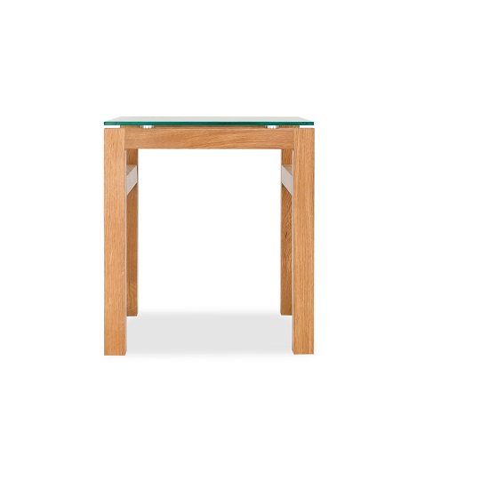 Tribe Glass Lamp Table In Clear With Solid White Oak Frame_2