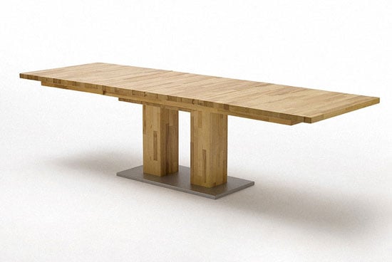 Turin Extendable Dining Table In Core Beech With Chrome Base