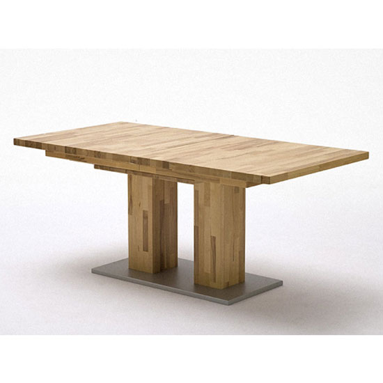 Product photograph of Turin Extendable Dining Table In Core Beech With Chrome Base from Furniture in Fashion