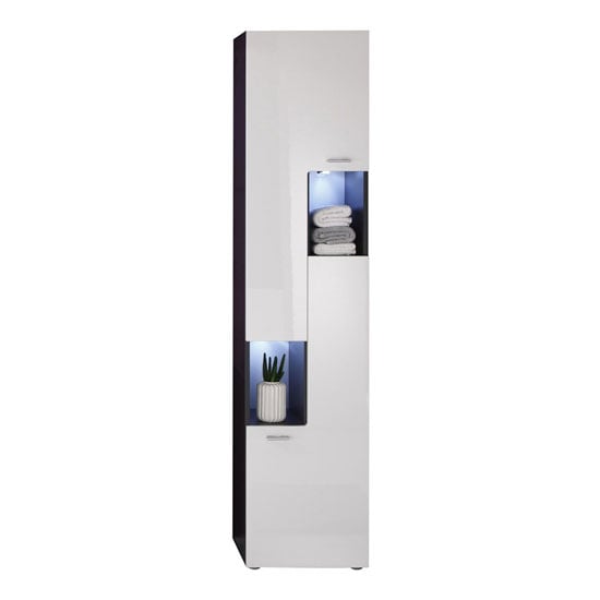 Read more about Tetis bathroom cabinet right in graphite and white gloss fronts