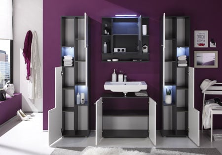 Tetis Vanity Cabinet In Graphite And White High Gloss Fronts