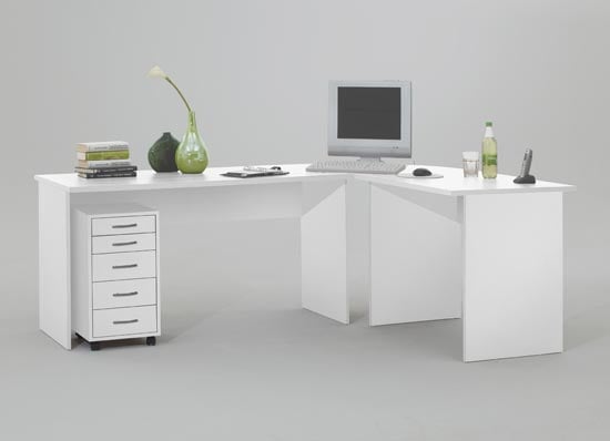 Photo of Till wooden corner computer desk in white