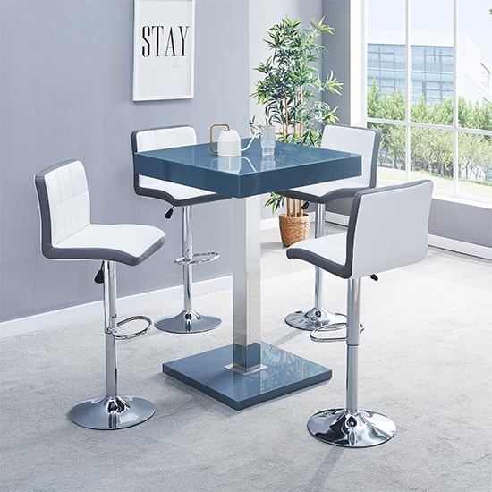Topaz Square Glass Top High Gloss Bar Table In Grey_3