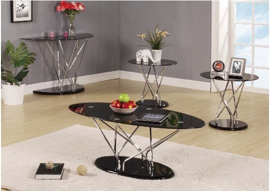 Toulouse room setting tab - Black Glass Coffee Table And TV Stand For Sprucing Up Your Living Room