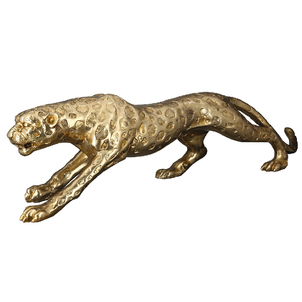 Tracy Cheetah Poly Sculpture In Antique Gold