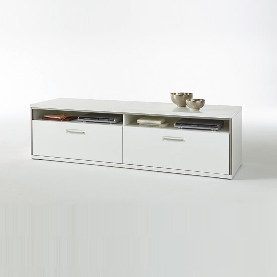 Read more about Libya wide lcd tv stand in white high gloss with 2 drawer