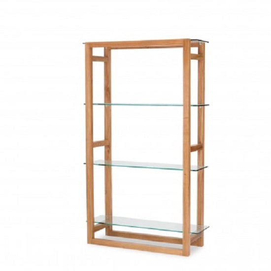 Product photograph of Tribe Bookcase In Solid White Oak With Clear Glass Shelves from Furniture in Fashion