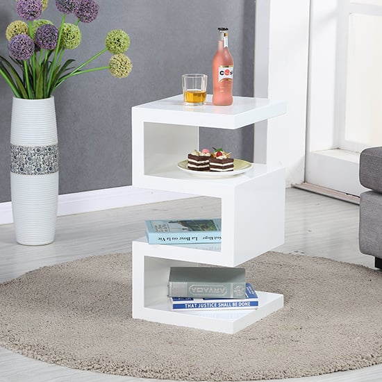 Trio Modern Side Table In White High, High Gloss Lamp Tables Uk