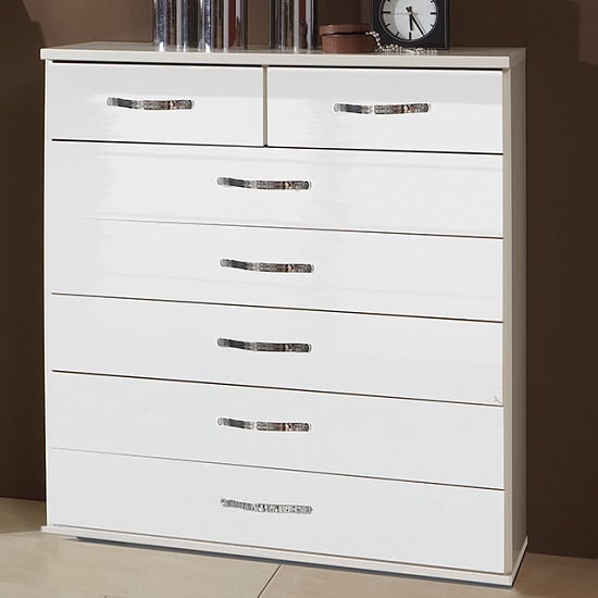 Luton Wide Chest of Drawers In High Gloss Alpine White_1