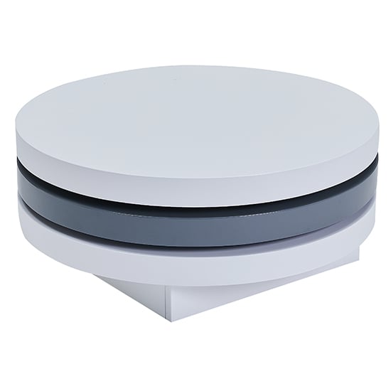 Triplo Round High Gloss Rotating Coffee Table In White And Grey_3