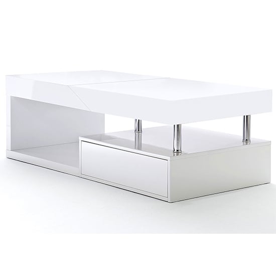 Tuna High Gloss Storage Coffee Table In White_3