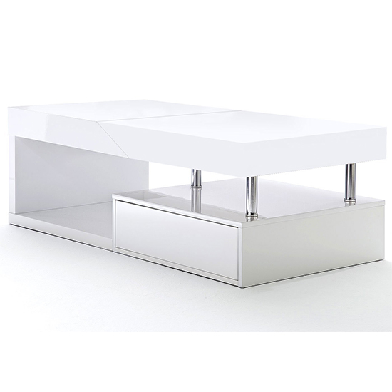 Tuna High Gloss Storage Coffee Table In White