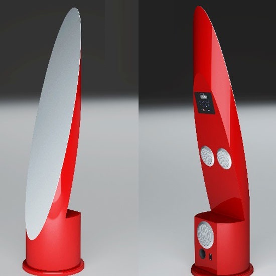 Vanity Lipstick Floor Mirror In Red With Speakers And USB