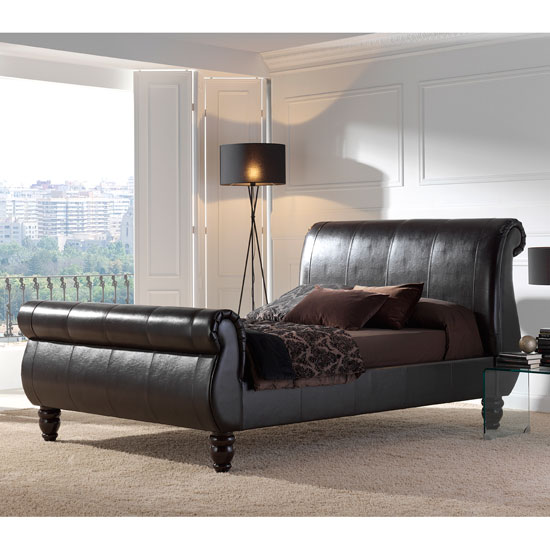 Ver456l sleigh style real leather bed - Tips To Identify Quality Bedroom Furniture