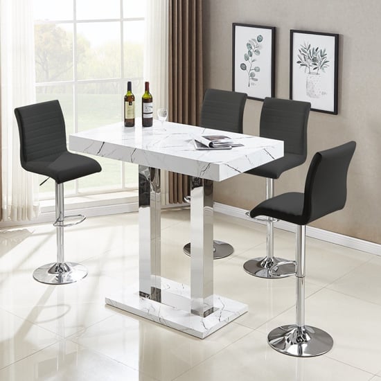 Read more about Caprice vida marble effect gloss bar table 4 ripple black stools