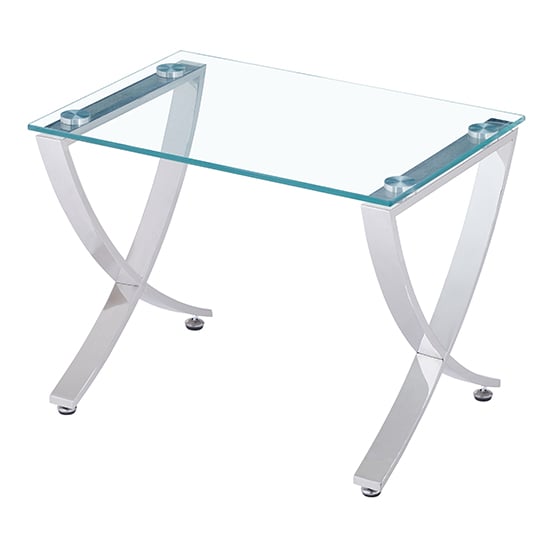 Vienna Clear Glass Nest Of 2 Tables With Angular Chrome Legs_3
