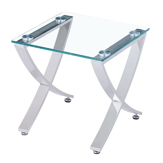 Vienna Clear Glass Nest Of 2 Tables With Angular Chrome Legs_4
