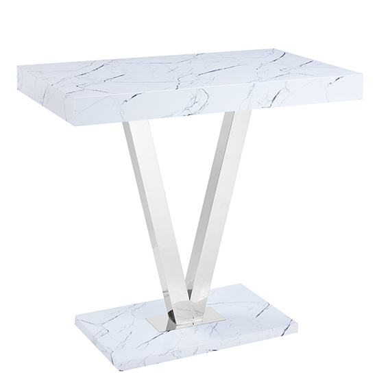 Vienna Rectangular High Gloss Bar Table With Vida Marble Effect_3