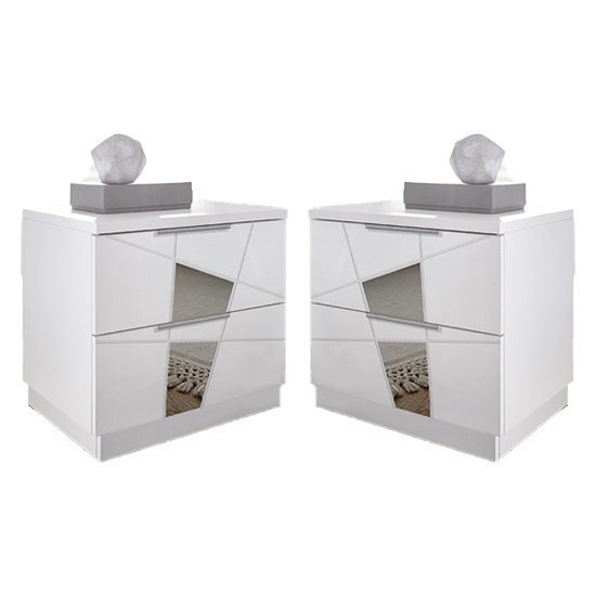Read more about Viro white high gloss bedside cabinets in pair