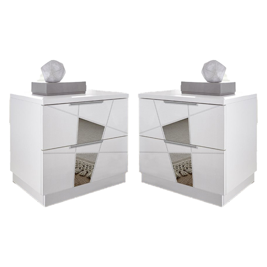 Viro White High Gloss Bedside In Pair Furniture in Fashion