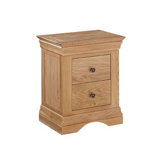 Wellington Solid Oak Finish 2 Drawer Bedside Furniture in Fashion