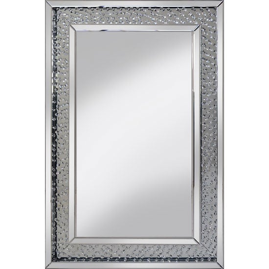 Rosalie Wall Mirror In Silver With Glass Crystals Border