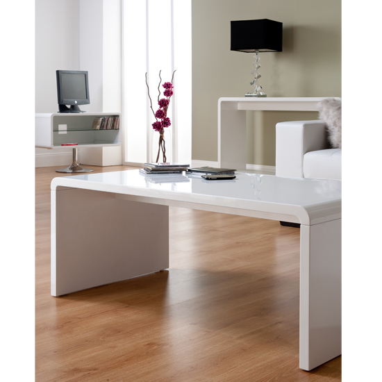 Toscana High Gloss Coffee Table Rectangular In White Furniture