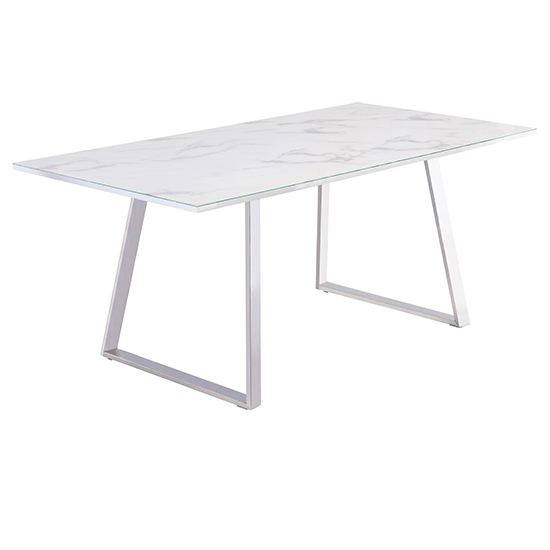 Wivola Marble Effect Dining Table With 6 Sako Grey Chairs_3