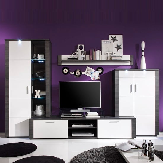 Lynton Wooden Living Room Set In Grey Ash White Fronts And LEDs Lynton Wooden Living Room Set In Grey Ash White Fronts And LEDs