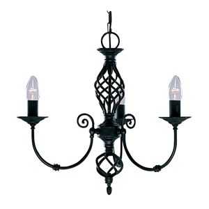 Zanzibar Satin Matt Black 3 Light Ceiling Light