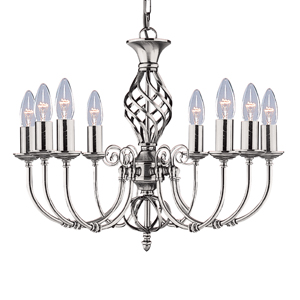 Product photograph of Zanzibar 8 Lamp Satin Silver Ceiling Light from Furniture in Fashion