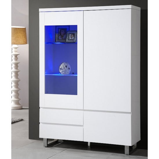 zedan display cabinet in white gloss with 2 door and led