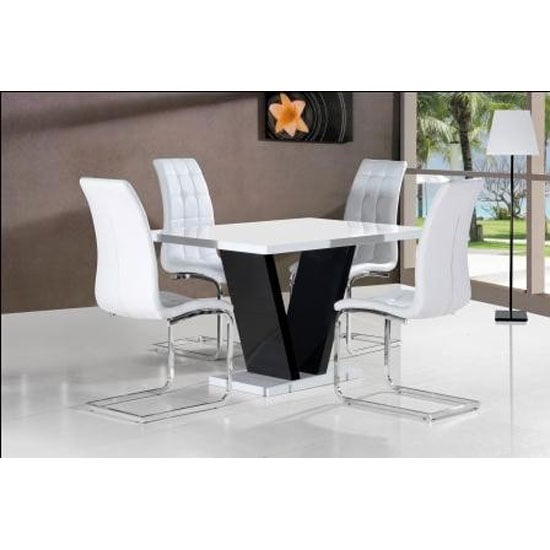 Clara Dining Table In White Gloss With 4 Clara Dining Table In White Gloss With 4 Chairs