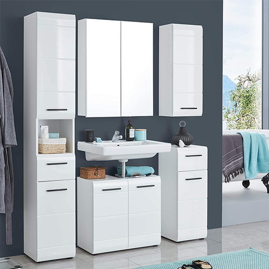 Zenith Floor Storage Cabinet In White With Gloss Fronts_5