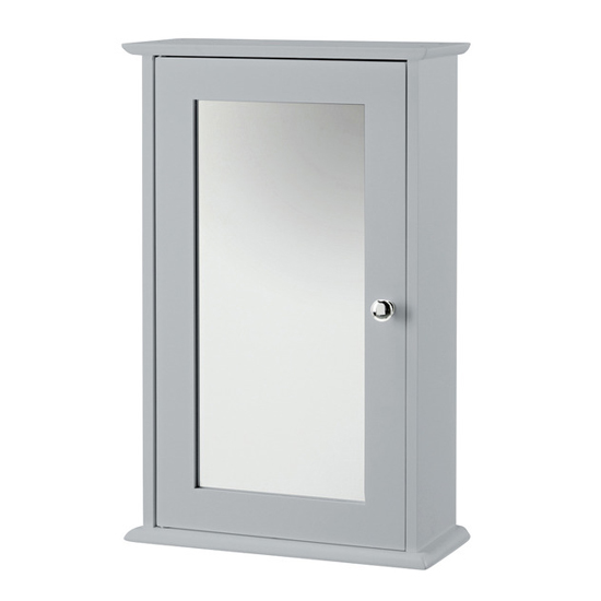 Aacle Wooden Wall Hung Mirrored Cabinet In Grey