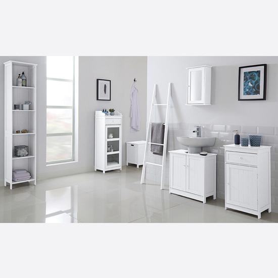 Aacle Wooden Wall Hung Mirrored Cabinet In White_2