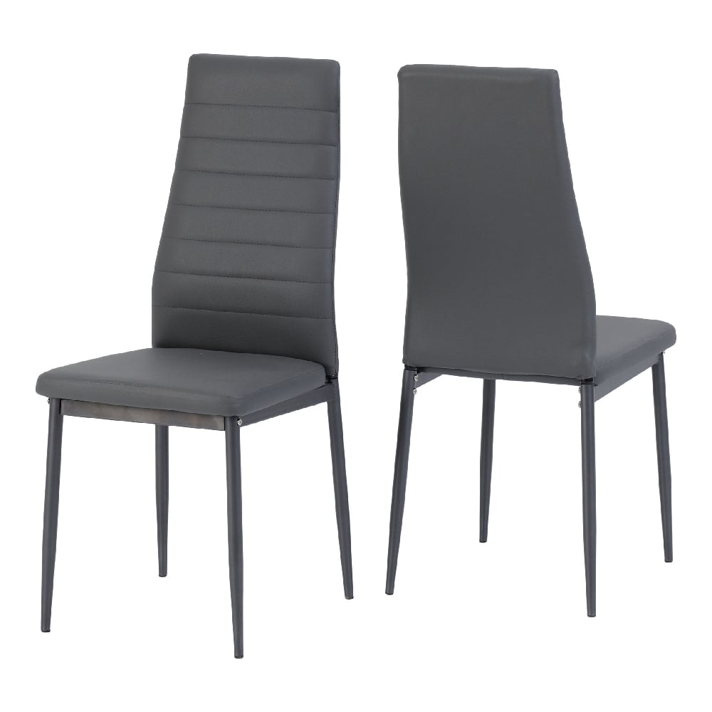 Read more about Aadi grey faux leather dining chairs in pair