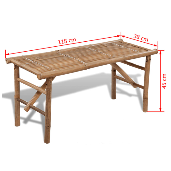 Aahna Wooden Folding Garden Bamboo Bench In Natural