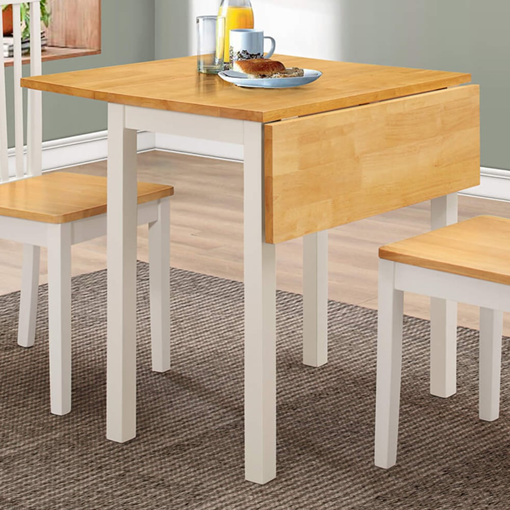 Aalto Wooden Drop Leaf Dining Table In White Oak
