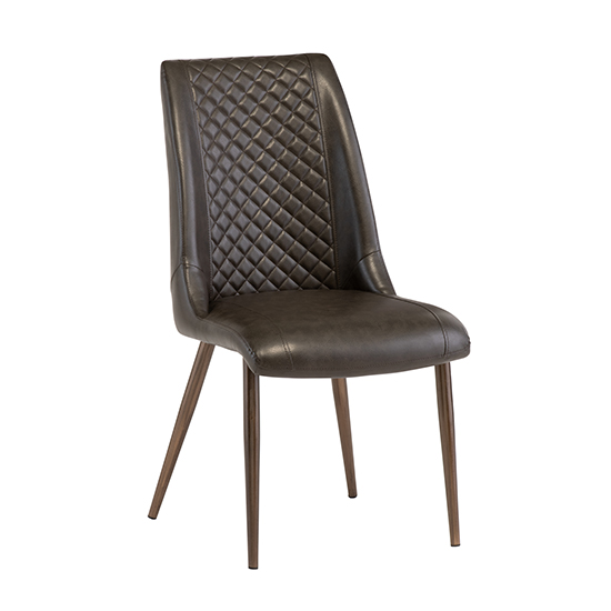 Aalya Dark Brown Faux Leather Dining Chairs In Pair