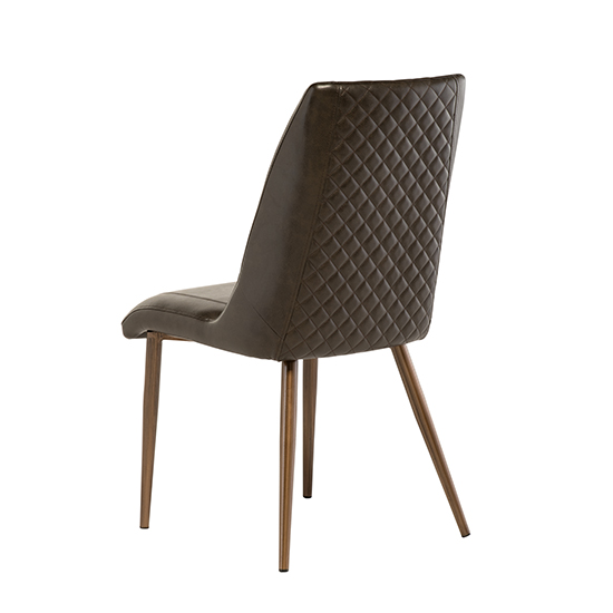 Aalya Dark Brown Faux Leather Dining Chairs In Pair