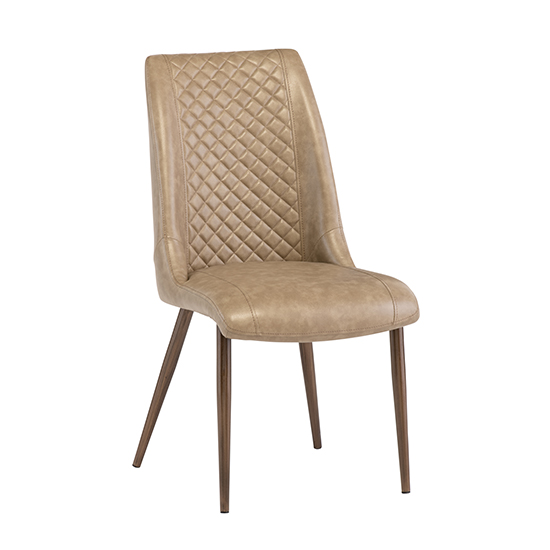 Product photograph of Aalya Faux Leather Dining Chair In Taupe from Furniture in Fashion